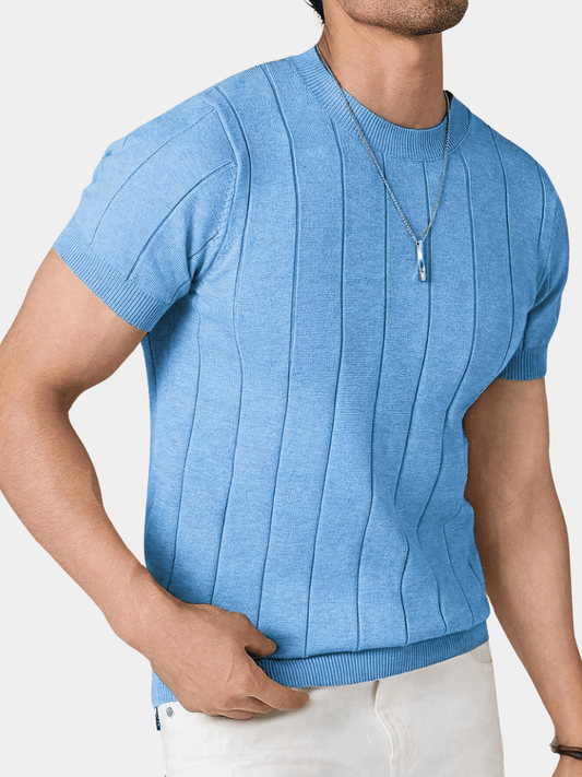 Men's Striped Knit Top Casual Long Sleeve Crew Neck Everyday Style