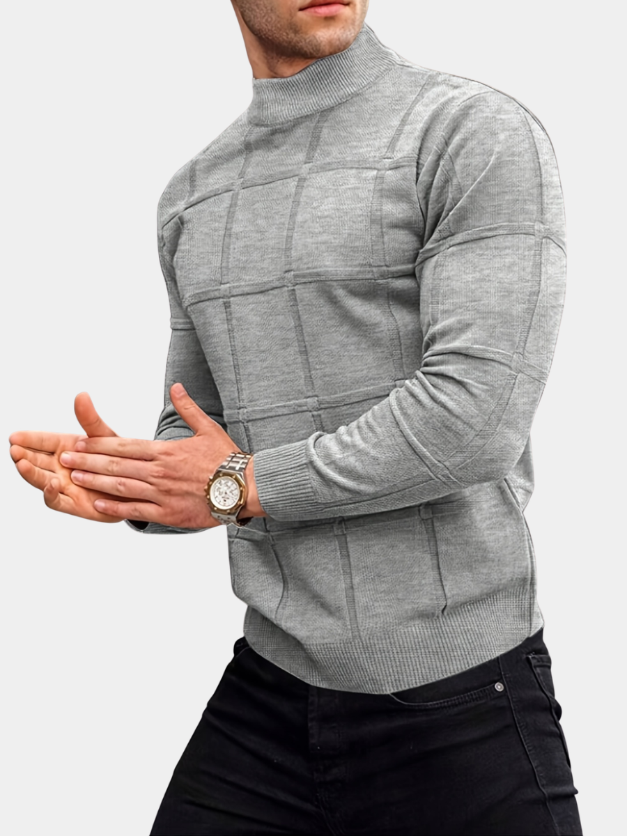 Men's Stand Collar Knit Sweater Relaxed Fit Long Sleeve Casual Layering