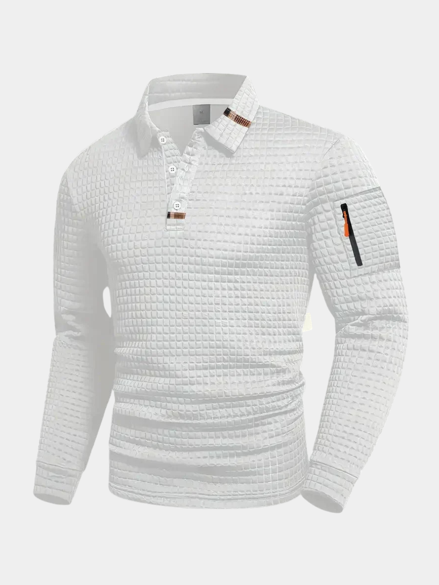 Men's Waffle Texture Polo Shirt Short-Sleeve Collared Casual Everyday