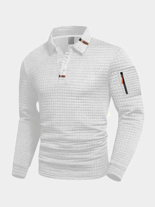 Men's Waffle Texture Polo Shirt Short-Sleeve Collared Casual Everyday