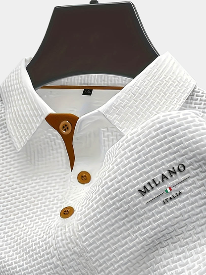 Men's Textured Polo Shirt Short-Sleeve Collared Ribbed Casual Smart-Casual Everyday Golf Sport Regular Fit Brody