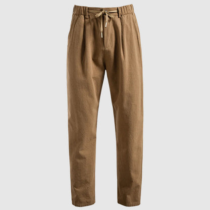 Men's Linen Trousers Wide Leg Drawstring Elastic Waist Breathable Summer Holiday Beach Casual Otis
