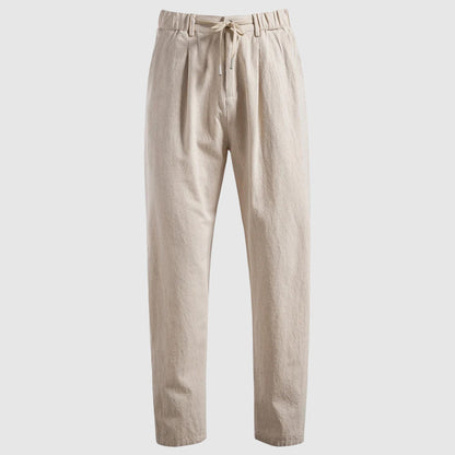 Men's Linen Trousers Wide Leg Drawstring Elastic Waist Breathable Summer Holiday Beach Casual Otis