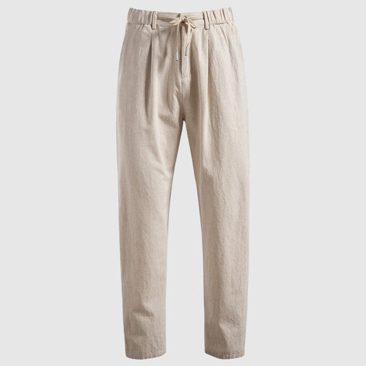 Men's Linen Trousers Wide Leg Drawstring Elastic Waist Breathable Summer Holiday Beach Casual Otis