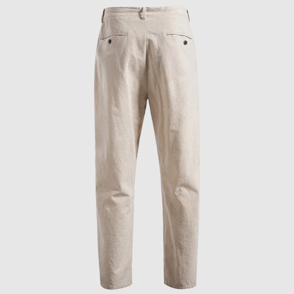 Men's Linen Trousers Wide Leg Drawstring Elastic Waist Breathable Summer Holiday Beach Casual Otis