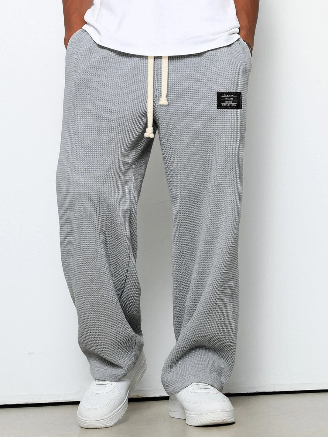Men's Relaxed Trousers Adjustable Waist Drawstring Elastic Loose Fit Casual Everyday Smart-Casual Tapered Lounge Byron