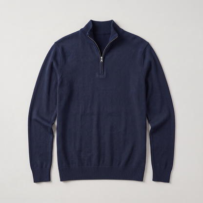 Men's Quarter Zip Sweater Knitted Stand Collar Long Sleeve Casual Autumn Layering Top
