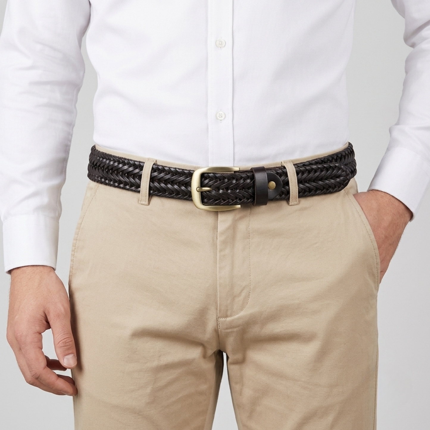 Men's Woven Belt Stretch Elastic Braided Adjustable Casual Business Smart-Casual Everyday Accessory Hollis