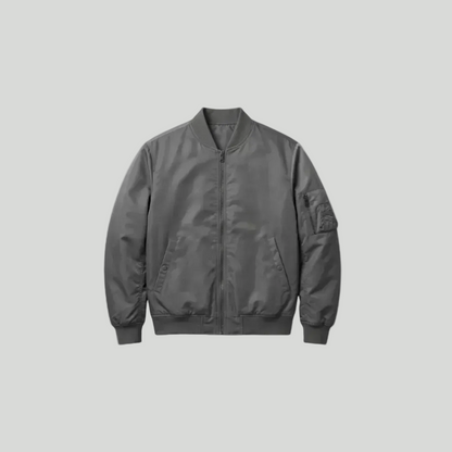 Men's Lined Bomber Jacket Full-Zip Ribbed Trim Casual Autumn Winter Layering Streetwear Warm Alfie