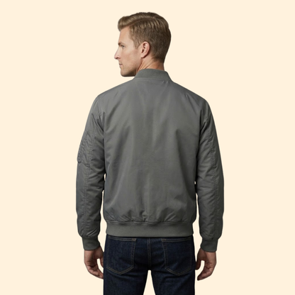 Men's Lined Bomber Jacket Full-Zip Ribbed Trim Casual Autumn Winter Layering Streetwear Warm Alfie