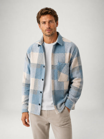 Men's Checked Flannel Shirt Long Sleeve Button-Up Casual Layering