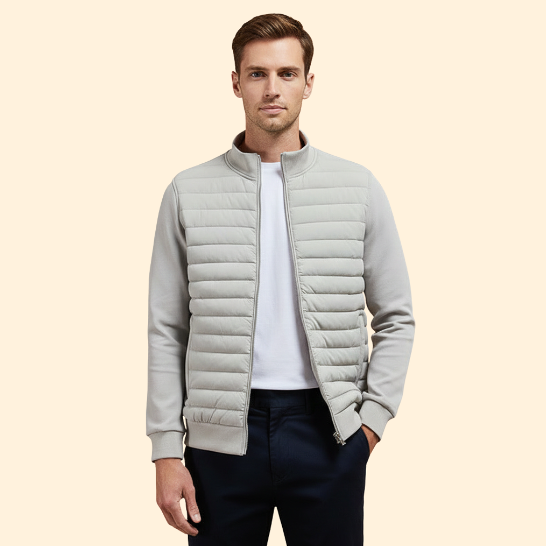 Men's Padded Bomber Jacket Full-Zip Sleek Insulated Casual Autumn Winter Layering Streetwear Oscar