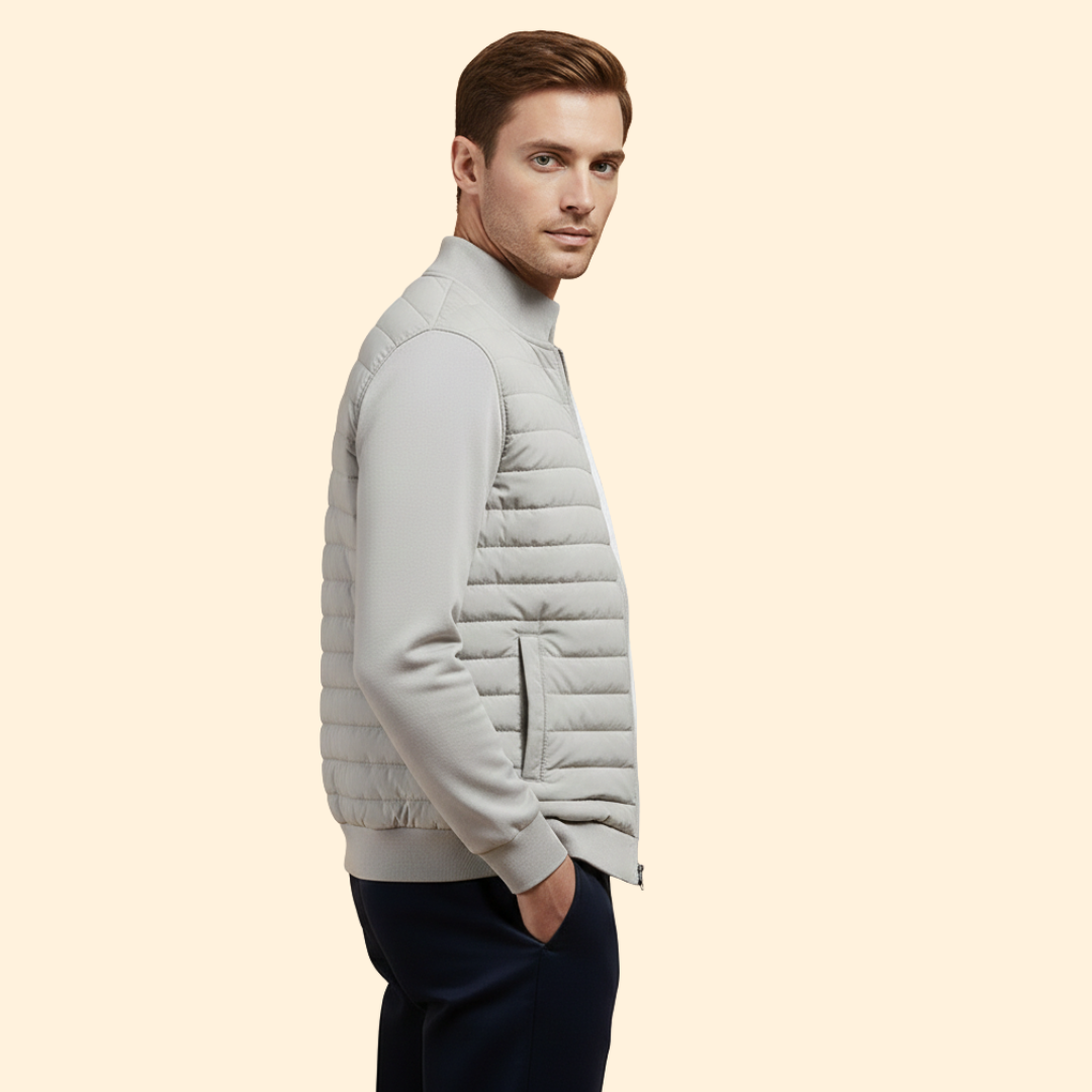 Men's Padded Bomber Jacket Full-Zip Sleek Insulated Casual Autumn Winter Layering Streetwear Oscar