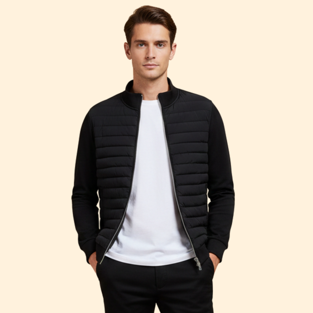 Men's Padded Bomber Jacket Full-Zip Sleek Insulated Casual Autumn Winter Layering Streetwear Oscar