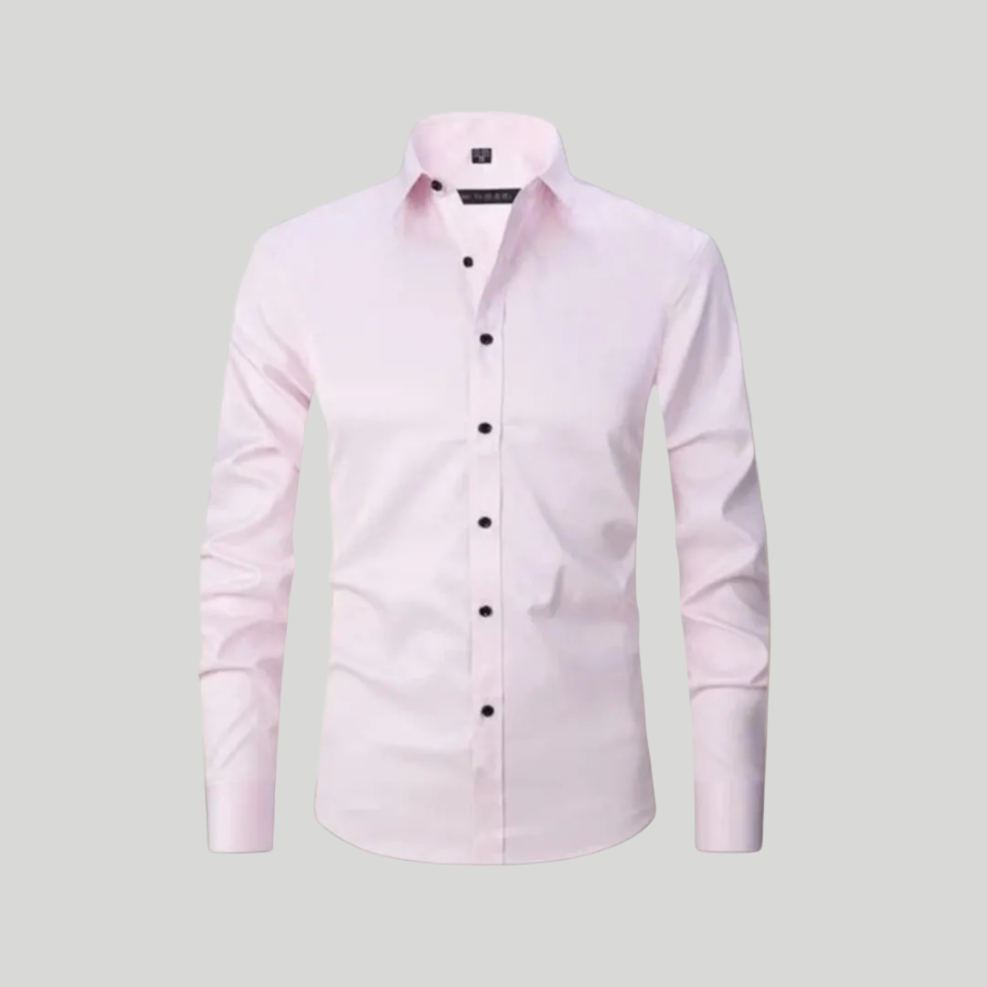 Men's Tailored Fit Shirt Slim Cut Long-Sleeve Button-Up Collared Smart-Casual Office Formal Finn
