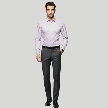 Men's Tailored Fit Shirt Slim Cut Long-Sleeve Button-Up Collared Smart-Casual Office Formal Finn