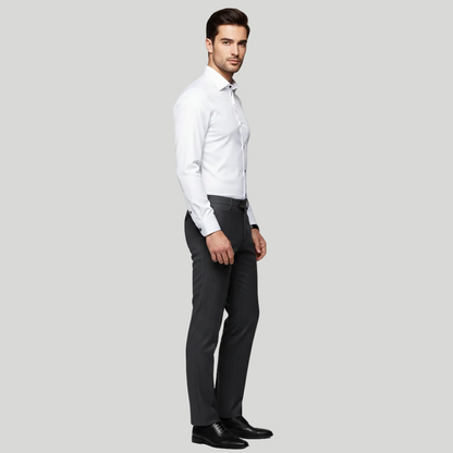 Men's Tailored Fit Shirt Slim Cut Long-Sleeve Button-Up Collared Smart-Casual Office Formal Finn