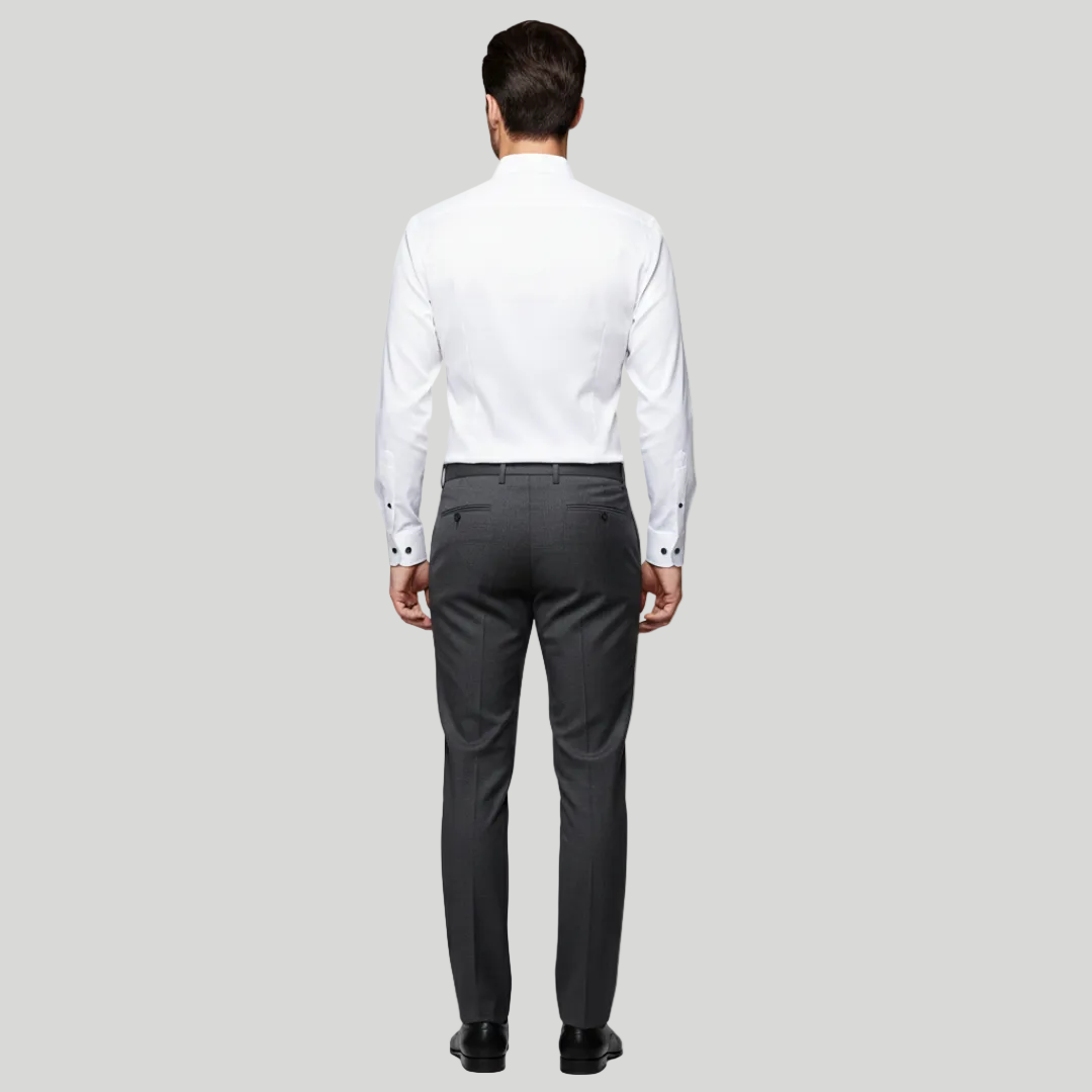 Men's Tailored Fit Shirt Slim Cut Long-Sleeve Button-Up Collared Smart-Casual Office Formal Finn