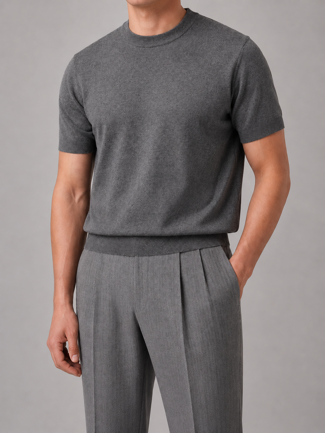 Men's Casual Short Sleeve Knit T-Shirt Crew Neck Relaxed Fit Everyday Wear