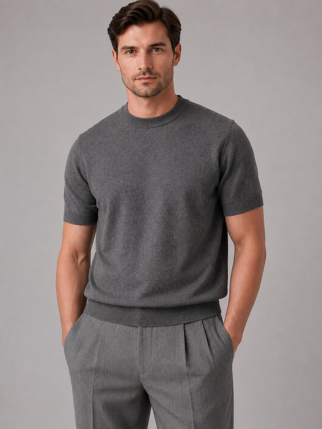 Men's Casual Short Sleeve Knit T-Shirt Crew Neck Relaxed Fit Everyday Wear