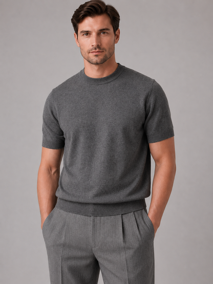 Men's Casual Short Sleeve Knit T-Shirt Crew Neck Relaxed Fit Everyday Wear