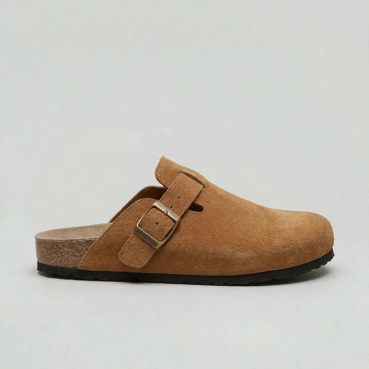 Men's Suede Clogs Adjustable Buckle Slip-On Casual Everyday Footwear