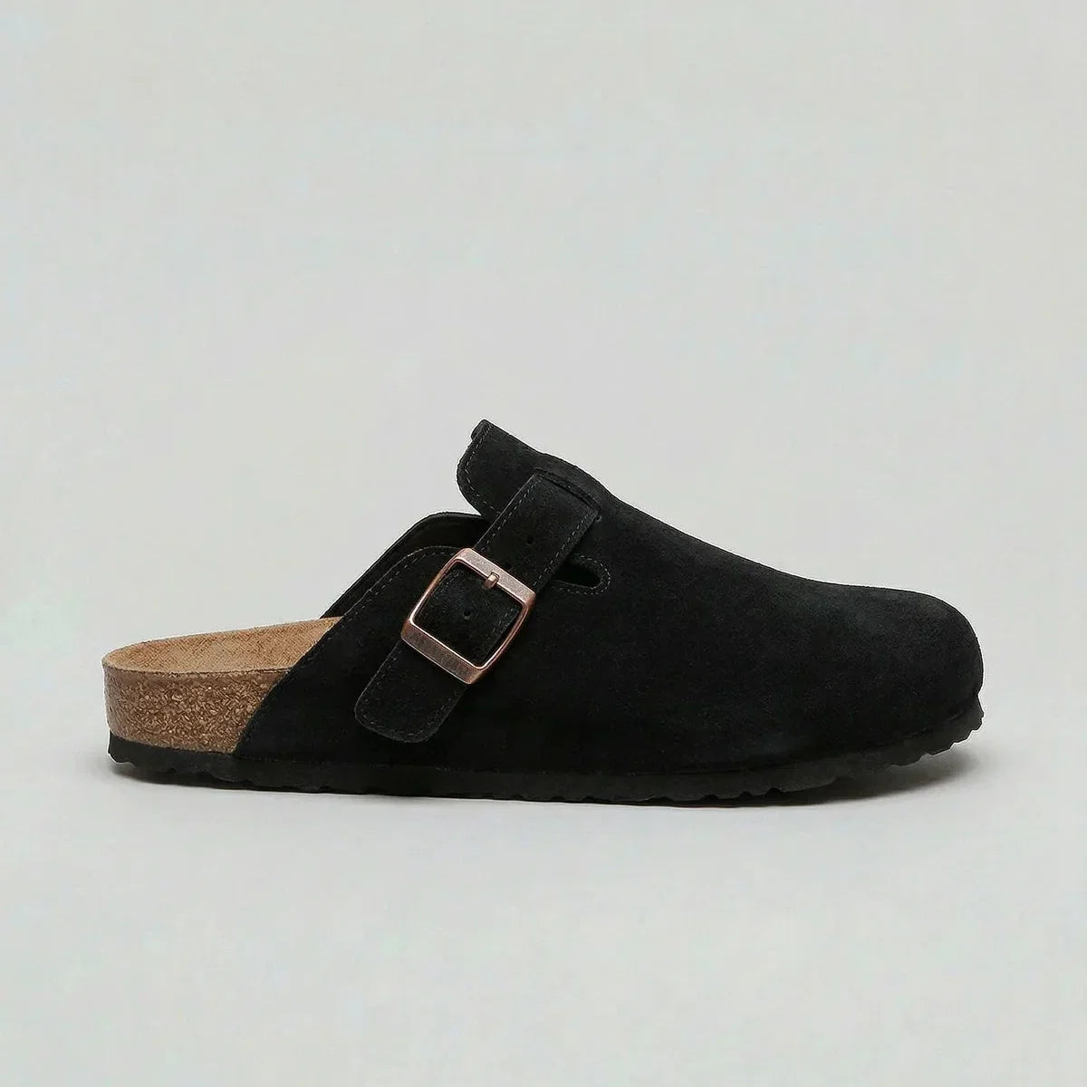 Men's Suede Clogs Adjustable Buckle Slip-On Casual Everyday Footwear