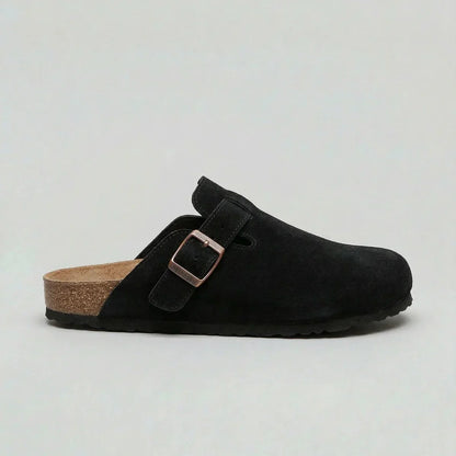Men's Suede Clogs Adjustable Buckle Slip-On Casual Everyday Footwear