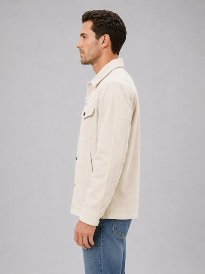 Men's Corduroy Overshirt Jacket Button-Up Relaxed Fit Casual Layering