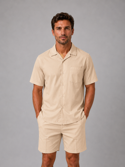 Men's Co-Ord Set Two-Piece Matching Shirt & Shorts Casual Everyday Holiday Beach Relaxed Outfit Versatile Reeve