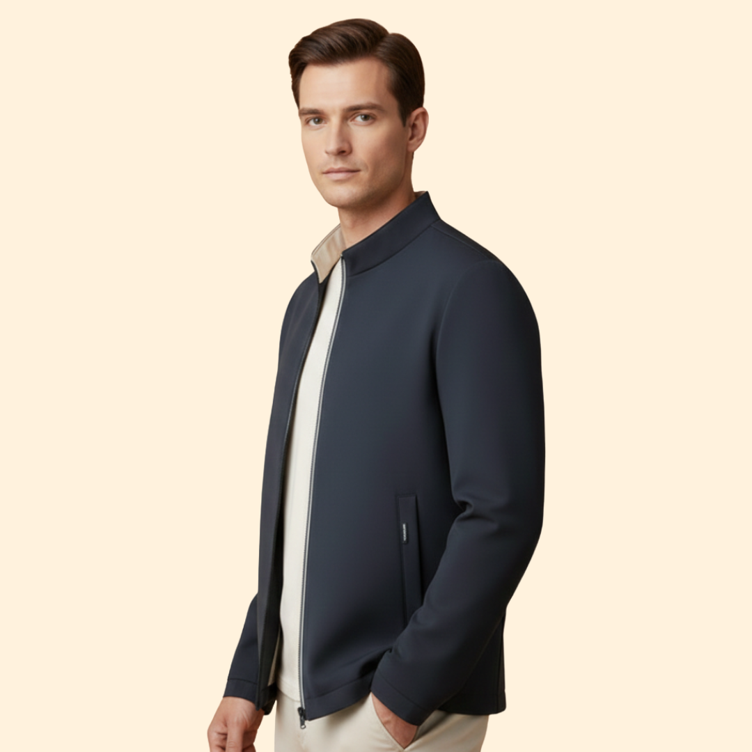 Men's Bomber Jacket Full-Zip Modern Ribbed Trim Casual Autumn Layering Everyday Streetwear Charlie