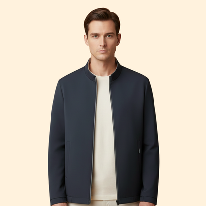Men's Bomber Jacket Full-Zip Modern Ribbed Trim Casual Autumn Layering Everyday Streetwear Charlie
