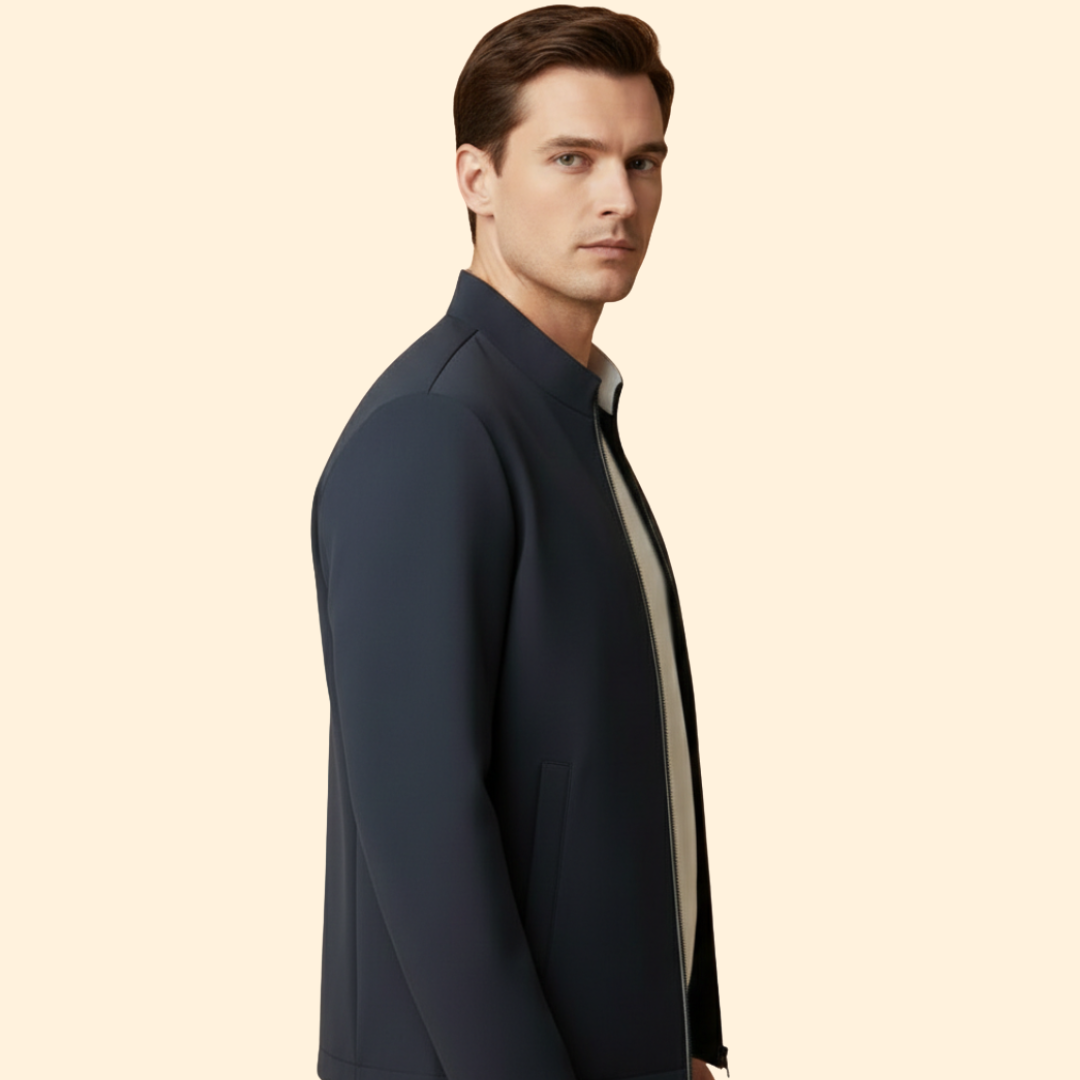 Men's Bomber Jacket Full-Zip Modern Ribbed Trim Casual Autumn Layering Everyday Streetwear Charlie