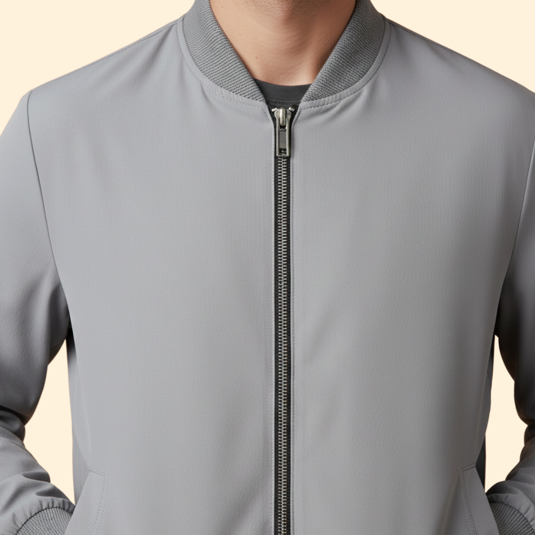 Men's Zip Jacket Modern Stand Collar Full-Zip Casual Layering Autumn Everyday Streetwear Henry