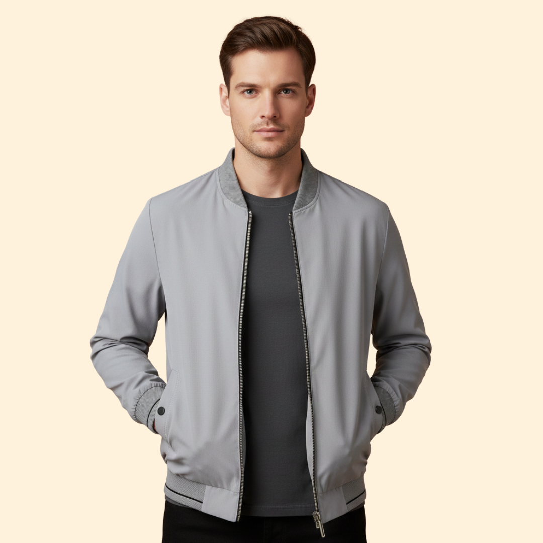 Men's Zip Jacket Modern Stand Collar Full-Zip Casual Layering Autumn Everyday Streetwear Henry