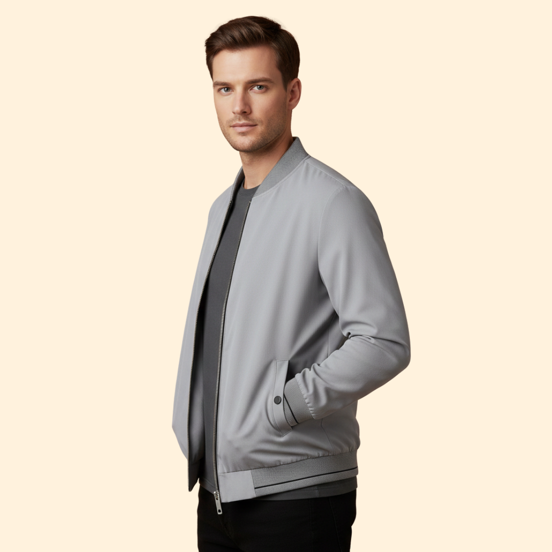 Men's Zip Jacket Modern Stand Collar Full-Zip Casual Layering Autumn Everyday Streetwear Henry