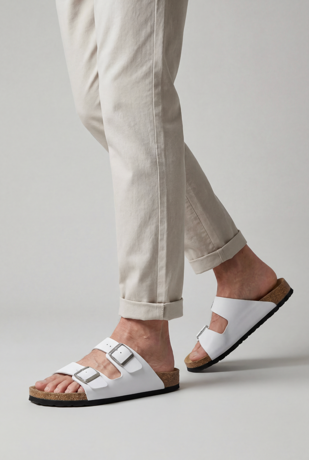 Men's Casual Double Buckle Sandals Contoured Footbed Stylish Everyday Wear