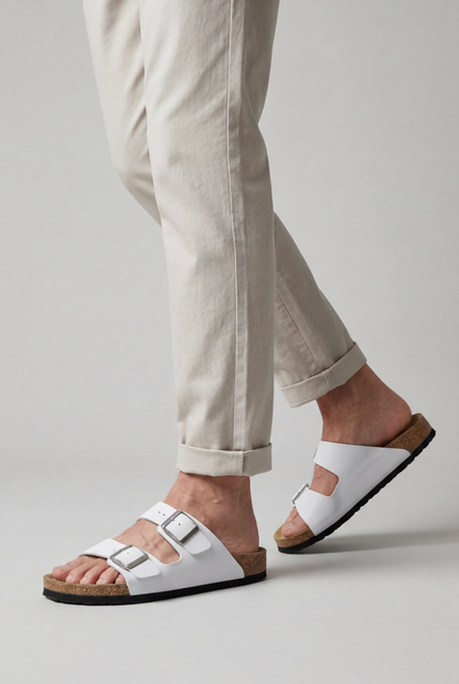 Men's Casual Double Buckle Sandals Contoured Footbed Stylish Everyday Wear