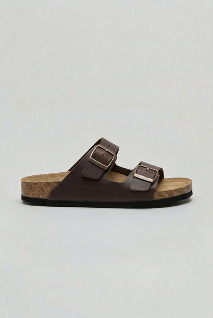 Men's Casual Double Buckle Sandals Contoured Footbed Stylish Everyday Wear