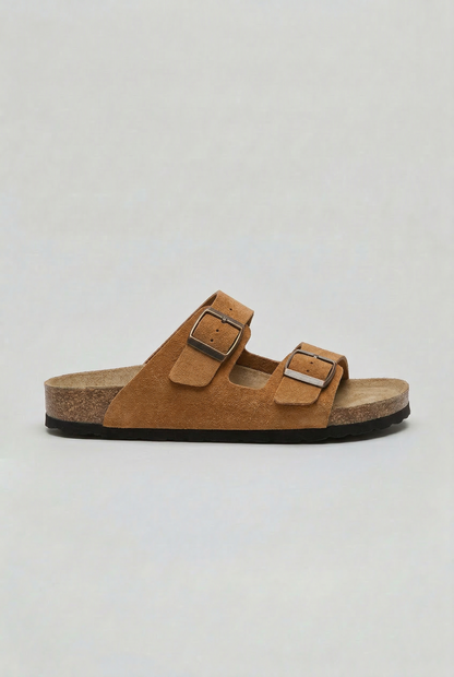 Men's Casual Double Buckle Sandals Contoured Footbed Stylish Everyday Wear