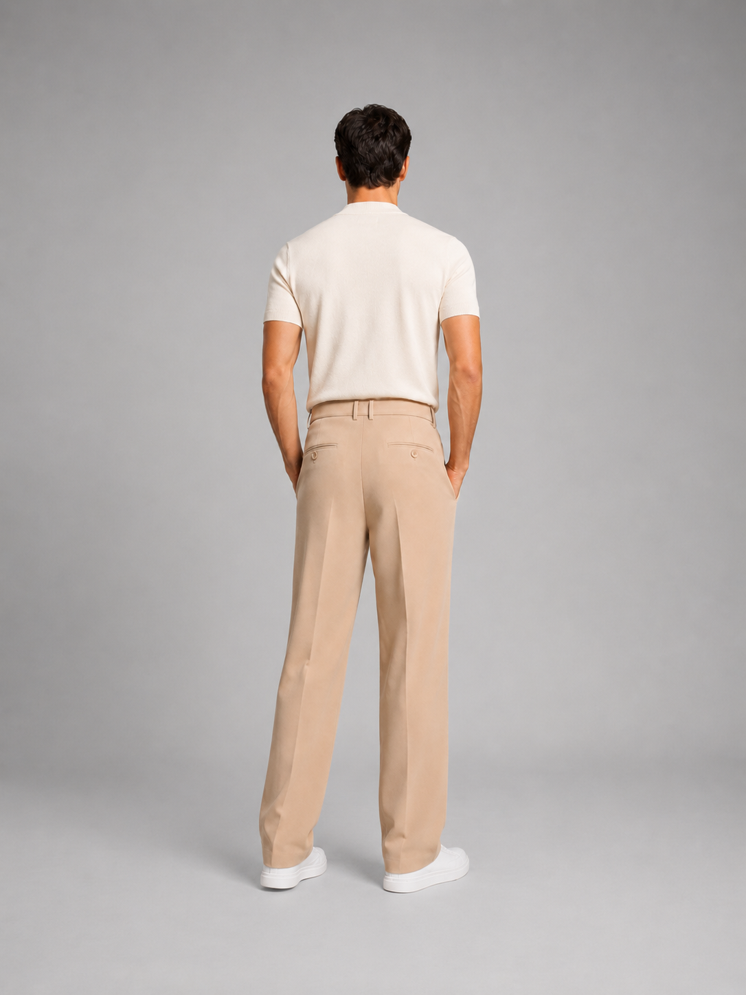 Men's Straight-Leg Trousers Tailored Fit Front Pleats Smart-Casual Everyday