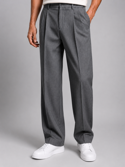 Men's Straight-Leg Trousers Tailored Fit Front Pleats Smart-Casual Everyday