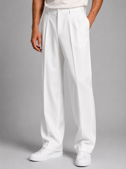 Men's Straight-Leg Trousers Tailored Fit Front Pleats Smart-Casual Everyday