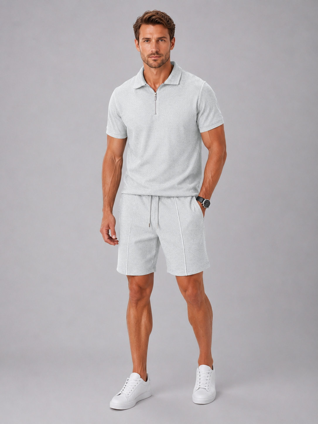 Men's Casual Set Two-Piece Matching Shirt & Shorts Casual Everyday Holiday Beach Relaxed Outfit Co-Ord Halloran