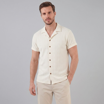 Men's Camp Collar Shirt Short-Sleeve Button-Up Cuban Collar Casual Holiday Beach Smart-Casual Everyday Nolan