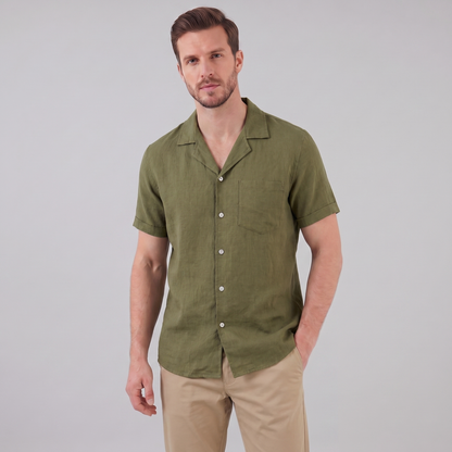 Men's Camp Collar Shirt Short-Sleeve Button-Up Cuban Collar Casual Holiday Beach Smart-Casual Everyday Rocco