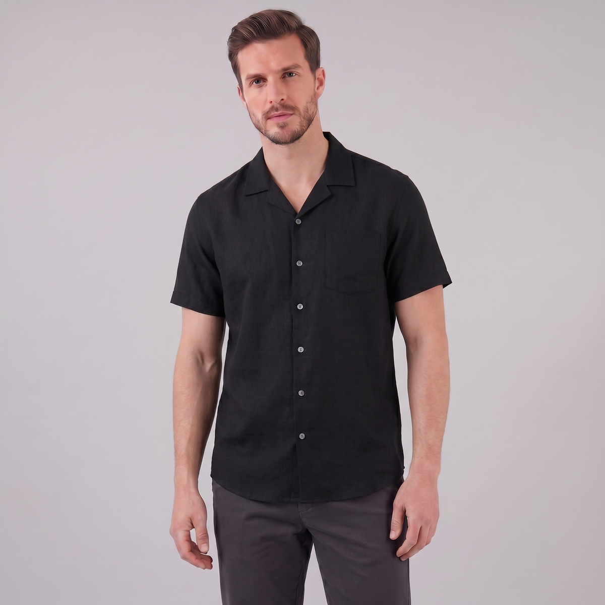 Men's Camp Collar Shirt Short-Sleeve Button-Up Cuban Collar Casual Holiday Beach Smart-Casual Everyday Rocco