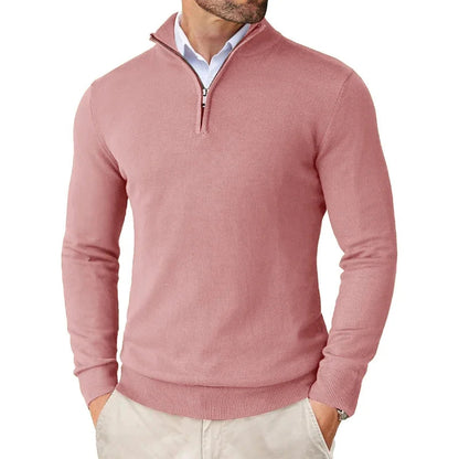 Men's Half-Zip Sweater Knitted Ribbed Pullover Casual Smart-Casual Layering Everyday Warm Versatile Comfort Halvor