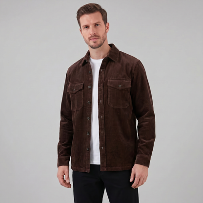 Men's Corduroy Overshirt Button-Up Shacket Relaxed Fit Casual Layering Everyday Smart-Casual Vintage Thatcher