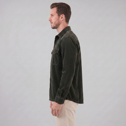 Men's Corduroy Overshirt Button-Up Shacket Relaxed Fit Casual Layering Everyday Smart-Casual Vintage Thatcher